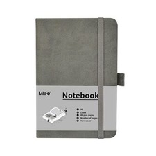 A6 Small Journal Notebook, Lined Pocket Notebook with Pen Holder, 1 Pack Grey