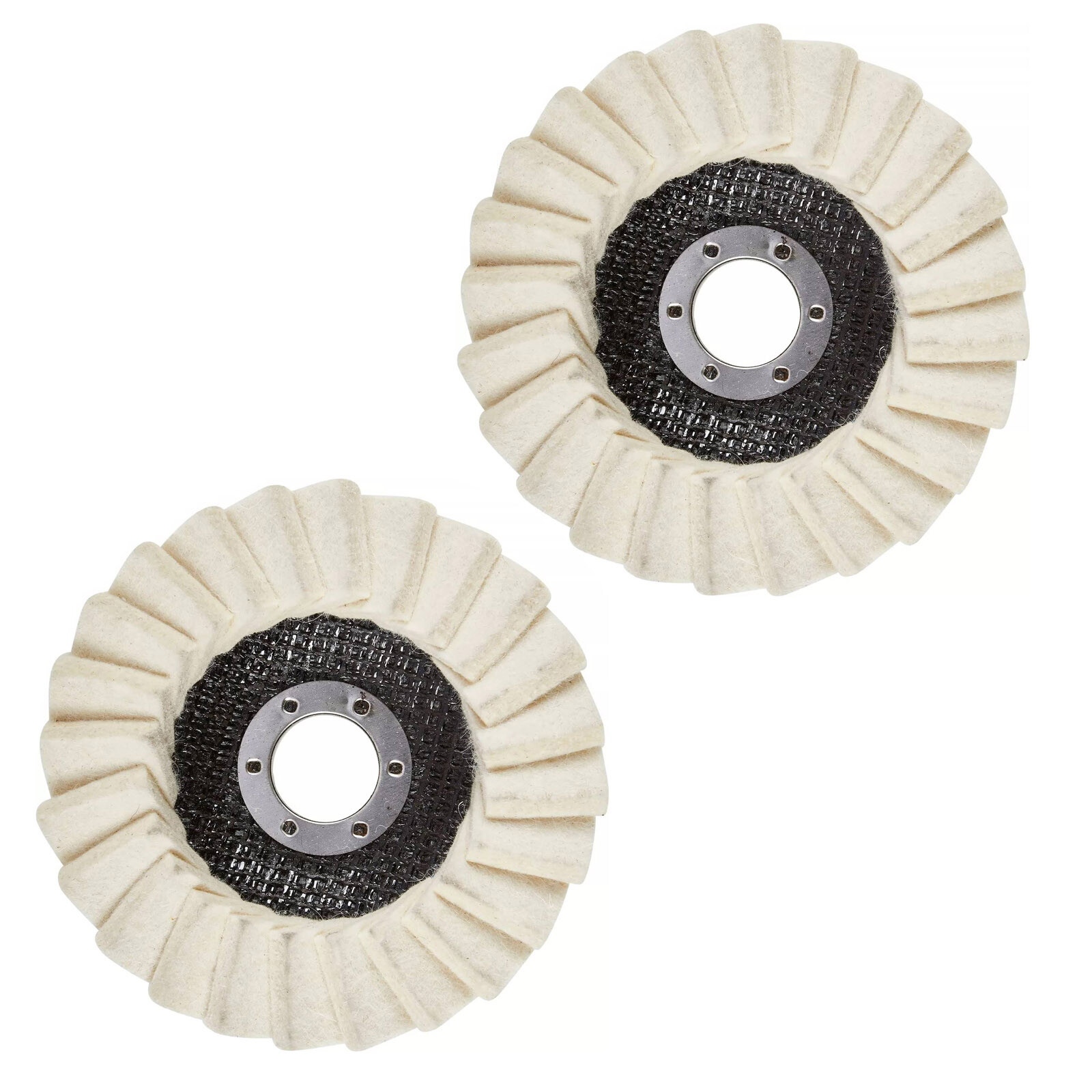 2x Wool Polishing Wheel Buffing Pads Flap Felt Disc Angle Grinder Metal 115mm