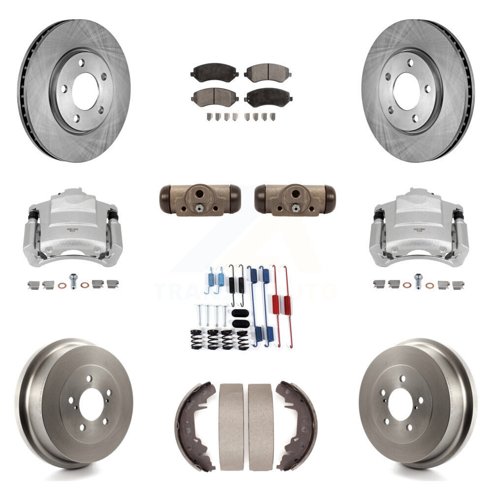 Front & Rear Brake Caliper Rotor Drum Ceramic Pad Shoe Cylinder Hardware Kit for Enhanced Braking Performance