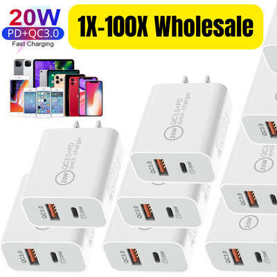For iPhone/Samsung Macbook 20W PD QC3.0 USB C Fast Charge Wall Charger Plug Lot