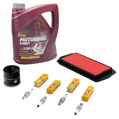 Wartungspaket Öl 4L Luftfilter+Ölfilter+Zündkerze für Yamaha FZ6 N Fazer 2004-10