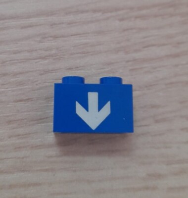 LEGO 3004P20 blau 1 x 2 mit weißem Pfeilmuster nach unten SPACE CLASSIC VINTAGE