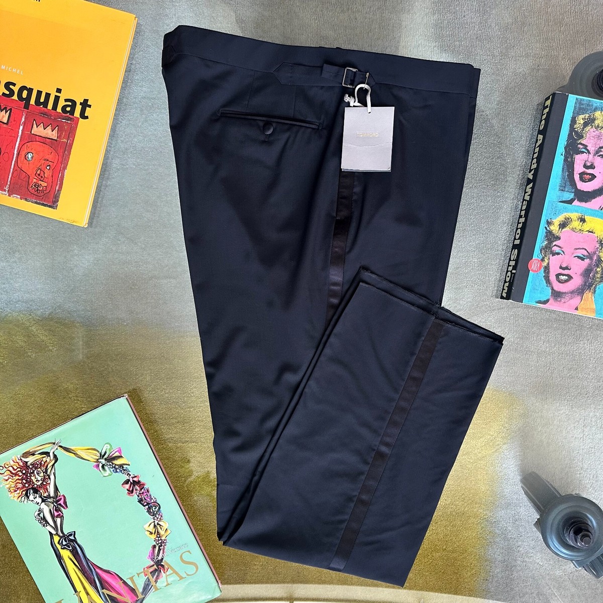 パンツ TOM FORD Tuxedo pants TOM FORD black wool tuxedo pants size 66 C Made in