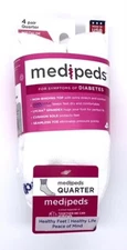 MediPeds Women's NanoGLIDE® White Quarter Cushion Socks, Medium, 8 pairs