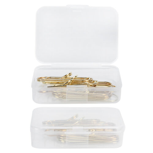 2 Box Simple Metal Pen Clip Notebook Bills Pencil Holders Paper Clip (Gold) New - Afbeelding 1 van 18