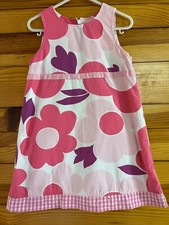 Mini Boden Floral Pinnie Dress with Big Flowers Girls Jumper Size 3-4