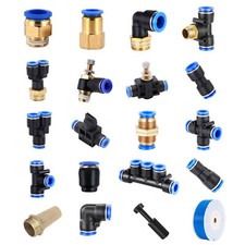 PNEUMATIC PUSH IN FITTINGS HOSE TUBE PIPE WATER AIR SPEED FIT JOIN ADAPTOR TEE