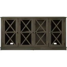 Twin Star Home Sideboard Buffet w/ Tempered Glass Doors (Spanish Gray)