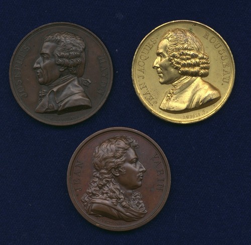 FRANCE 1809, 1817, 1820 BRONZE MEDALS: "JOSEPH HAYDN" "ROUSSEAU" & "VARIN"