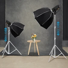 2pcs Photography Studio Lighting Softbox Photo Light Muslin Backdrop Stand Kit