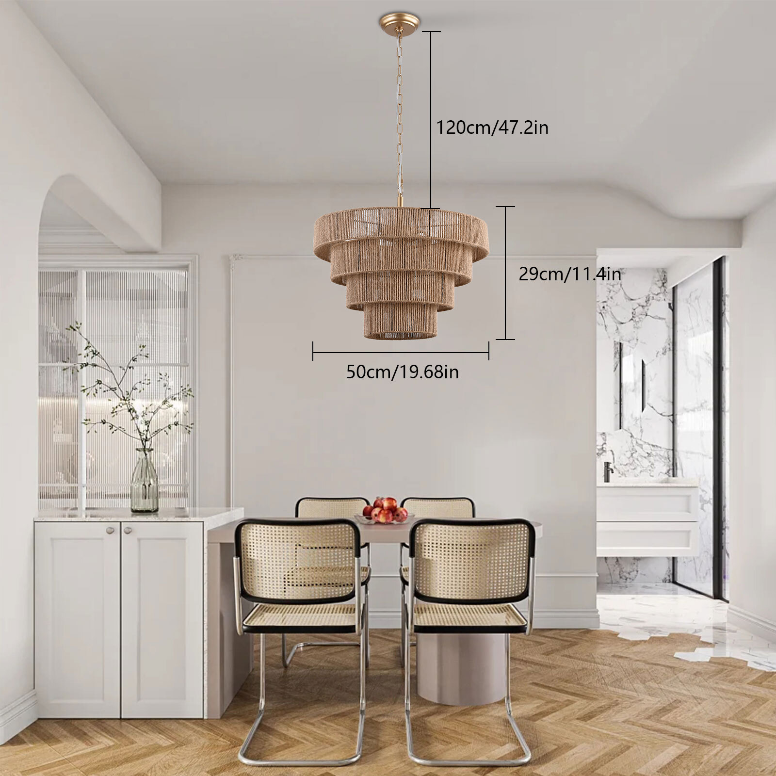 Hand-Woven Rattan Boho Minimalist Pendant Ceiling Light Fixture  