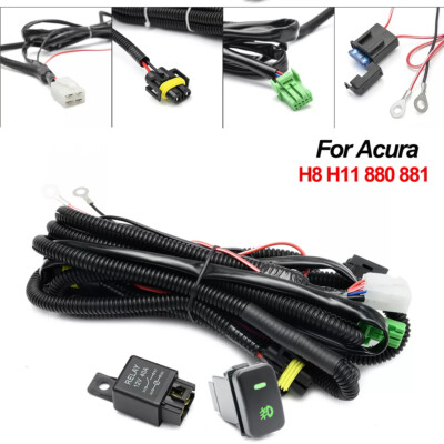H8 H11 H16 LED Fog Light Switch Relay Wiring Harness For Acura TL ILX TSX RDX