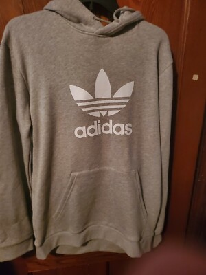 Adidas Originals Men's Trefoil Pullover Hoodie L AUTHENTIC Grey