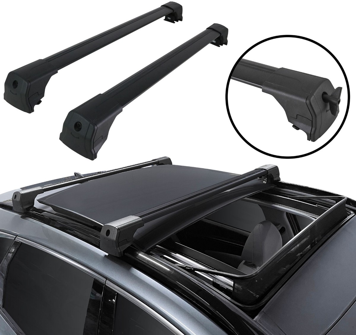 Roof Rails For Nissan Qashqai 2014-2021 - Aluminium Rack Bars, 80kg Load, TUV Approved