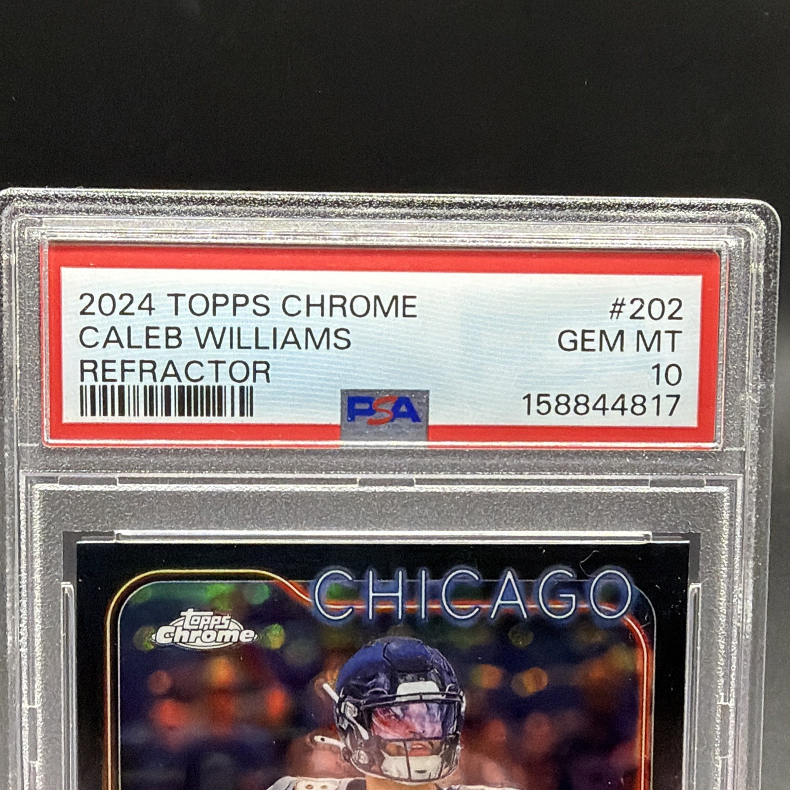 2024 Topps Chrome Refractor Caleb Williams #202 PSA 10 Rookie RC Bears view 3