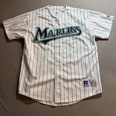 Vintage Russell Athletic Florida Marlins Pinstripe Button Baseball