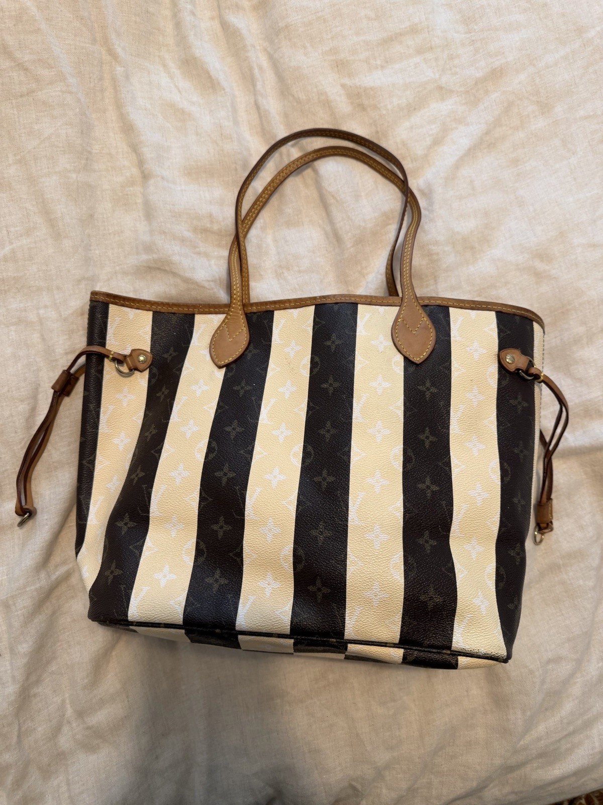 LOUIS VUITTON Neverfull MM Rayures Monogram Tote Shoulder Bag LHQ1149