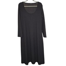 George Women's Black Ribbed Midi Scoop Neck Dress Size 22 Classic Minimalist