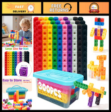 300 Pcs Linking Cubes for Math - STEM Counting Blocks  Storage Boxes for Kids