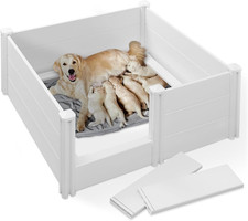 48" X 48" X 18" Whelping Box for Dogs and Puppies, PVC Whelping Pen, White