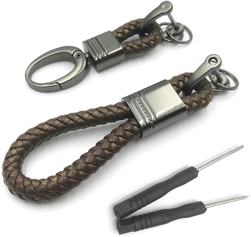 2 Piezas Llavero de Cuerda de Cuero Rojo Llavero Hebilla de Coche Aleación con D