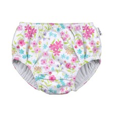 Reusable Absorbent Swimsuit Diaper for 18 Months White Flower Design