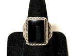 Estate Vintage Southwestern Sterling Silver Onyx Ring Size 9 3/4 - 8.9 Grams — photo 2