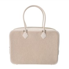 Borsa a mano donna HERMES Plume 32 Vaux Swift/Tower bianco cenere/beige