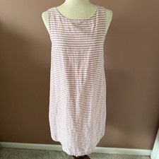 Beachlunchlounge Red Striped Linen Cotton Sleeveless Shift Dress Size S/P