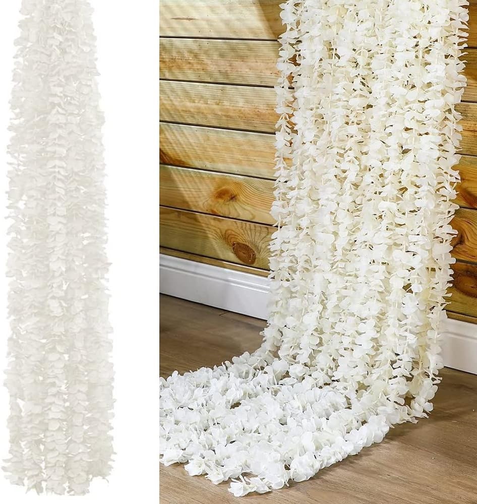 10 PCS Artificial Flowers Hanging Garlands Silk Wisteria Vines, Total 33Ft Hydr