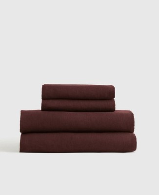 Quince King European Linen Sheet Set, Burgandy MSRP $204