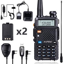Baofeng UV-5R 8W Long Range VHF UHF Ham Radio Walkie Talkie Full Kit Extra Batt.