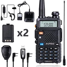 Baofeng UV-5R 8W Long Range VHF UHF Ham Radio Walkie Talkie Full Kit Extra Batt.