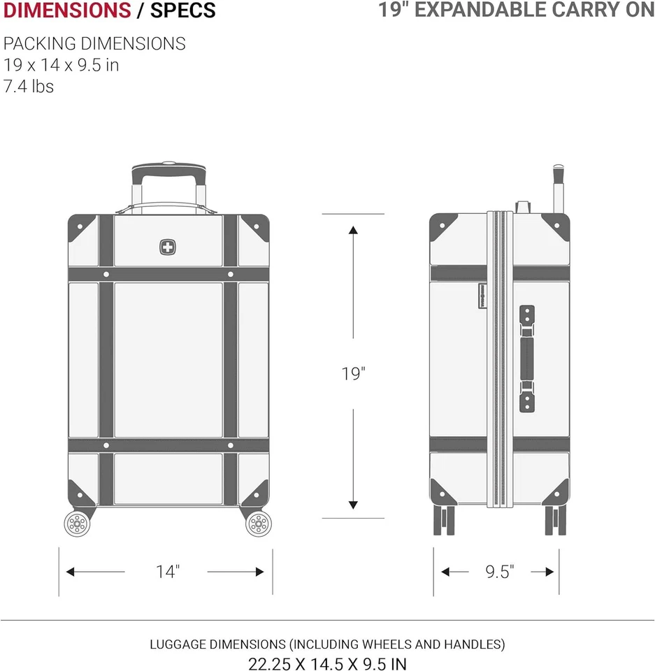 Juego de 2 hilanderos Swiss GearThe Vintage para baúl en blanco y negro Foto 3 de 4