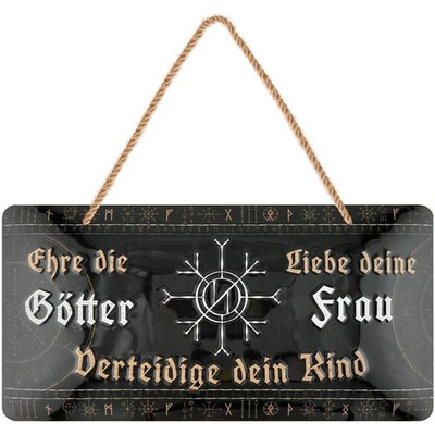 LANOLU Wikinger Blechschild Retro Wanddeko Ehre die Götter, 16x32 cm
