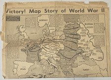 Victory! Map Story Of World War II Louisville Times Newspaper Poster May 7, 1945