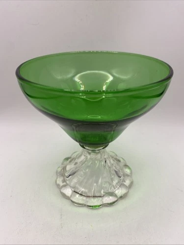Vintage Emerald Anchor Hocking Burple Inspiration Green Sherbet Champagne Glass