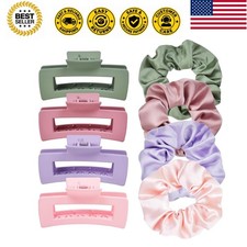 8pcs Hair Clips and Scrunchies Set for Women   4 Non-Slip Matte Claw Clips, 4...