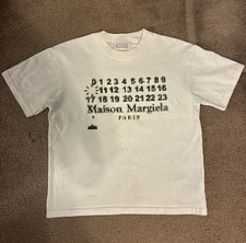 Maison Margiela White Logo Graphic Crew Neck Cotton Jersey T-Shirt Mens M