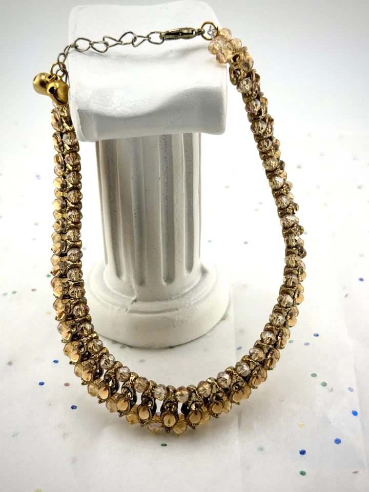 Tobillera con cuentas de vidrio ámbar topacio Bali 9 pulgadas L. Artículo B-103 Foto 2 de 4