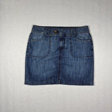 Vintage Faded Glory Denim Skirt Women's 10 Medium Wash Mid-High Rise Waist 32"
