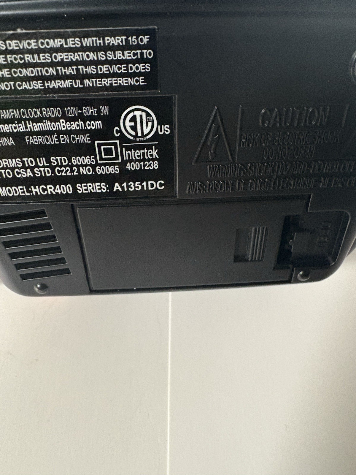 Hamilton Beach Large Display Alarm Clock Radio w/Battery Backup Fully Tested