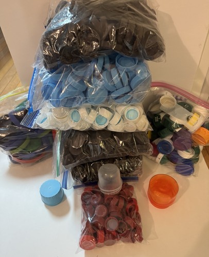 8+ Lbs Used Plastic Bottle Caps Mixed Colors & Sizes Arts Crafts Mosaics Melting