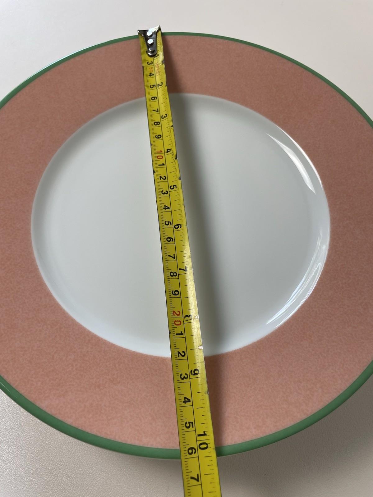Limoges Philippe Deshoulieres 4 10” Dinner Plates Primrose Pink Green TrimFrance