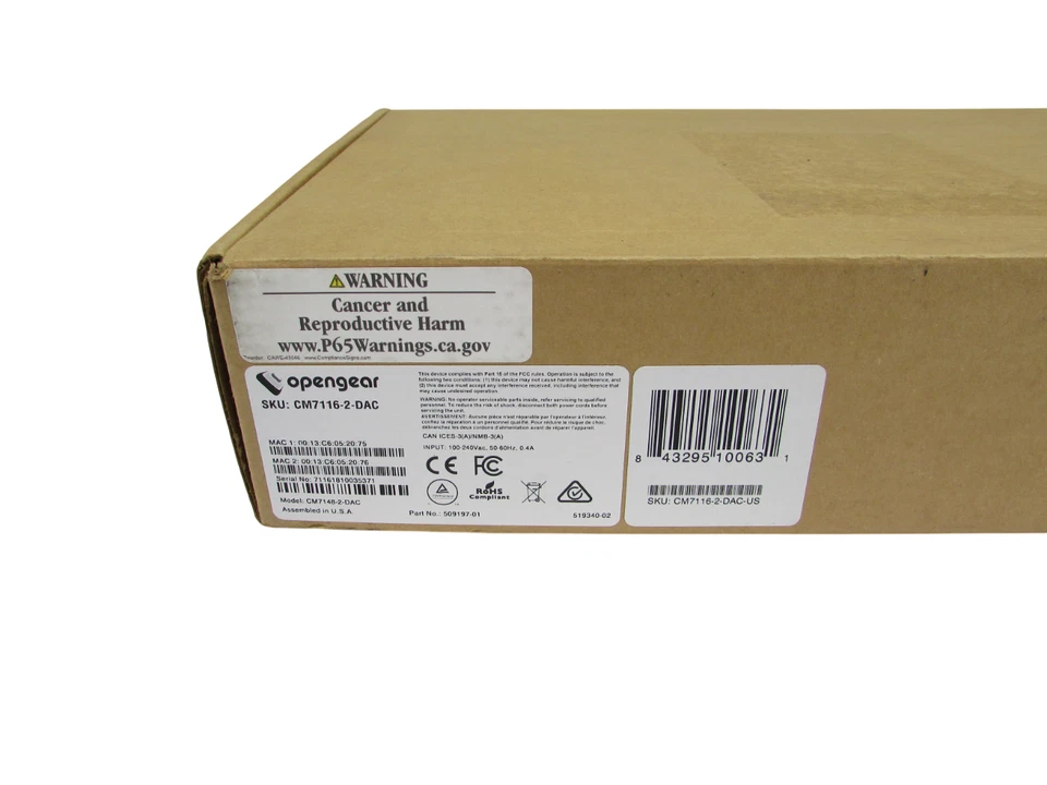 New/Open Box Opengear 7100 CM7116-2-DAC 16 Serial Port Console Manager - Image 2 of 4