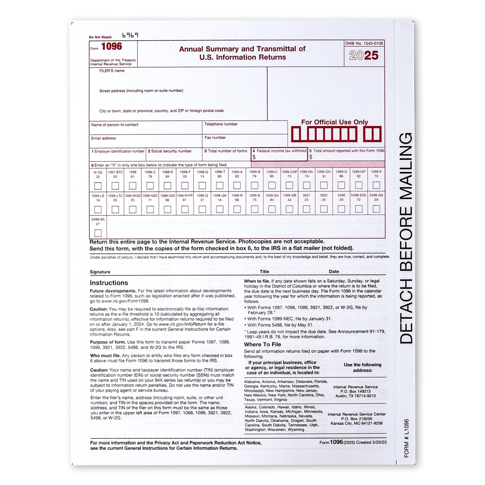 2025 Adams 2299-NEC 1099-NEC Continuous Tax Forms 4-Part for 24 ...