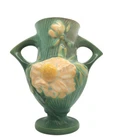 Roseville Pottery Green Peony Vase 168-6 Vintage 1940's