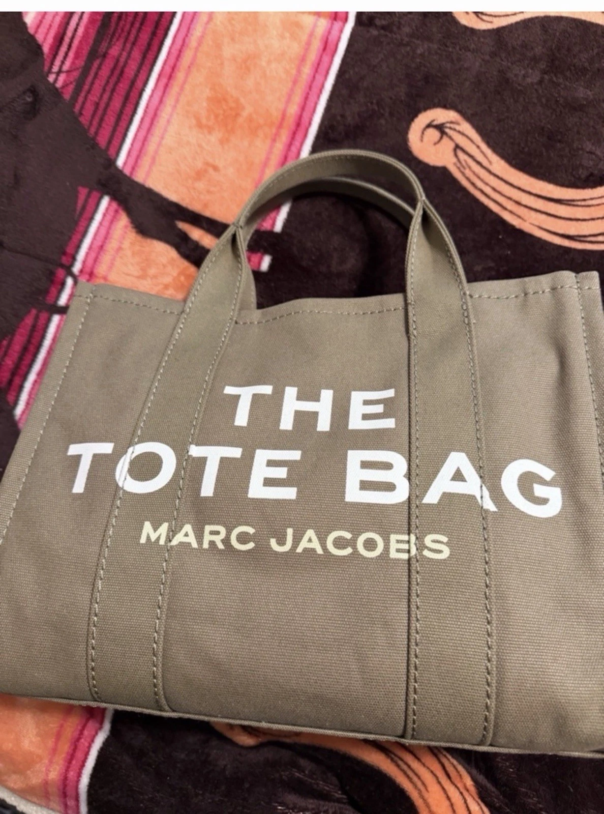 MARC JACOBS The Medium Canvas Tote Bag with Nylon Shoulder Strap - Slate Green