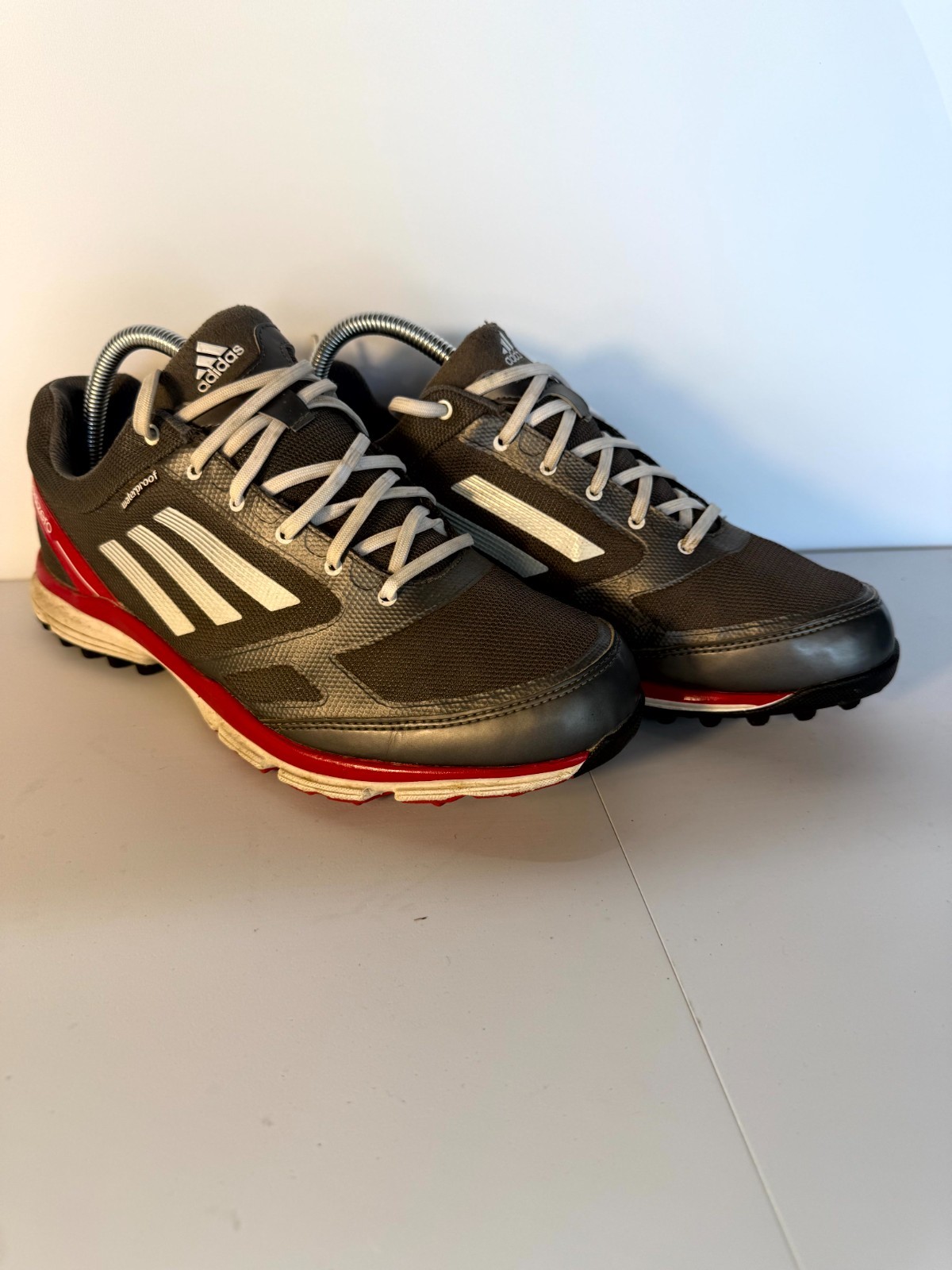 Adidas Adizero Q46796 Men's 8.5 Gray Red Waterproof Golf Shoes Athletic Sneakers-image