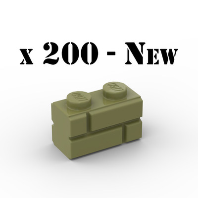 200x LEGO 98283 Brick (Masonry) 1x2 - Mauerstein PAB Wall Olivgrün